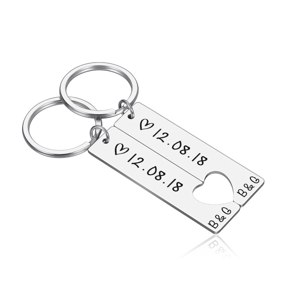 Custom Couples Keychain with Date - Linemory