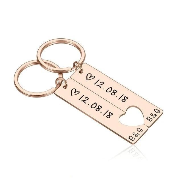 Custom Couples Keychain with Date - Linemory