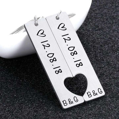 Custom Couples Keychain with Date - Linemory