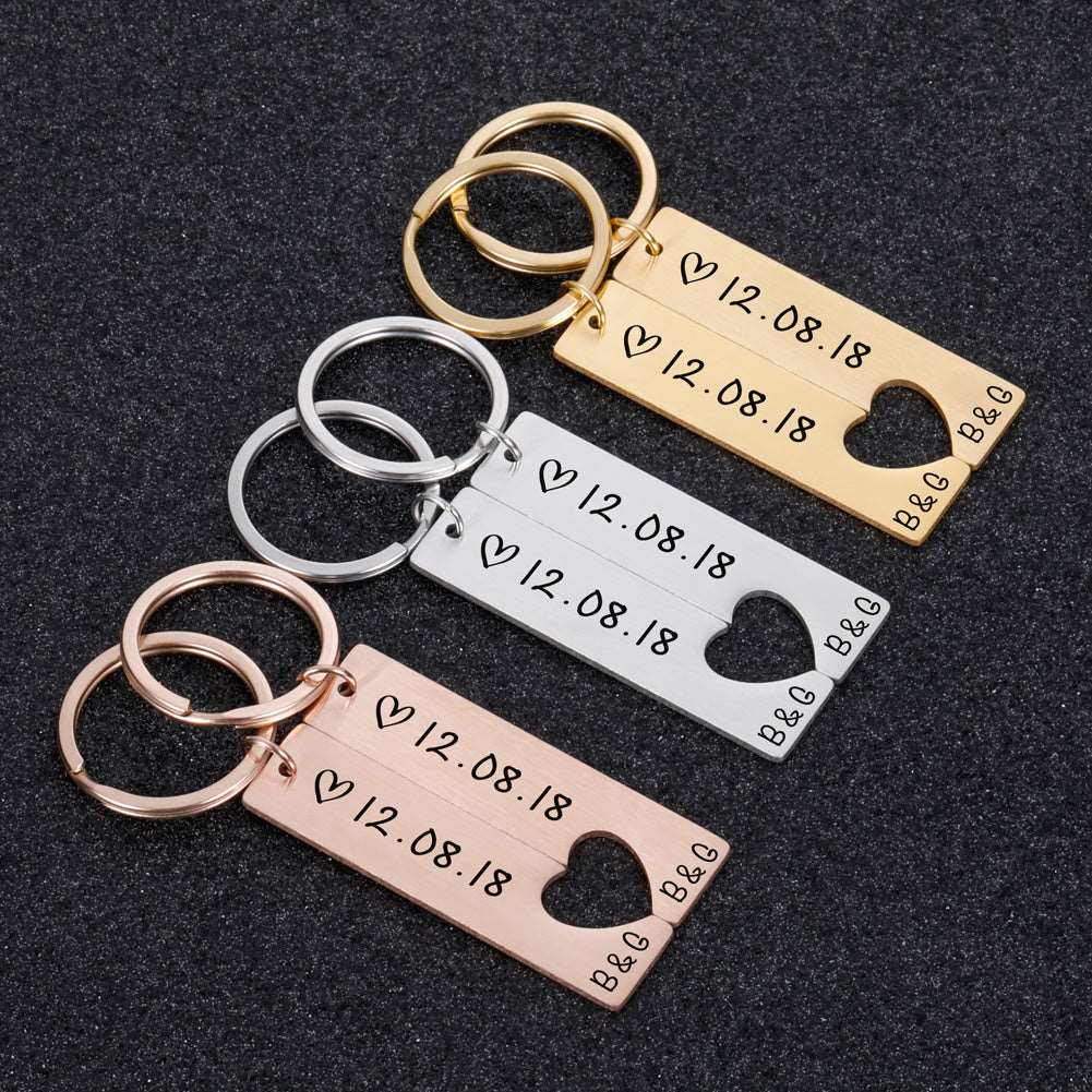 Custom Couples Keychain with Date - Linemory