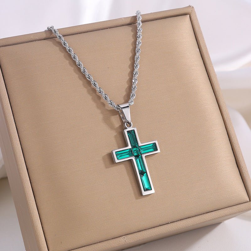 Fashion Jewelry European And American Ing Style Diamond Cross Necklace Unique No Color Fading - Linemory