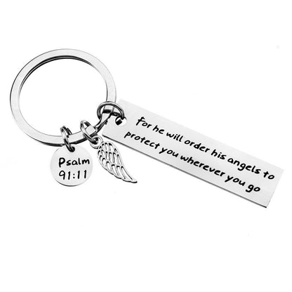 For He Will Order His Angels Keychain – Psalm 91:11 - Linemory