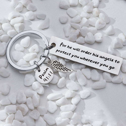 For He Will Order His Angels Keychain – Psalm 91:11 - Linemory