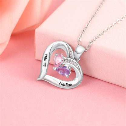 Gemstone Heart Necklace - Linemory