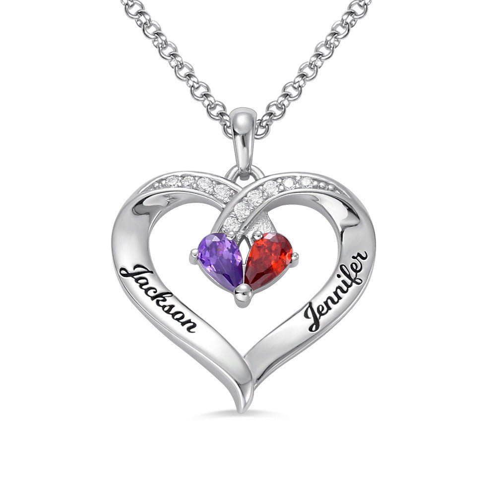 Gemstone Heart Necklace - Linemory