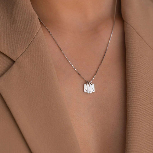 Mini Initial Tag Necklace - Linemory