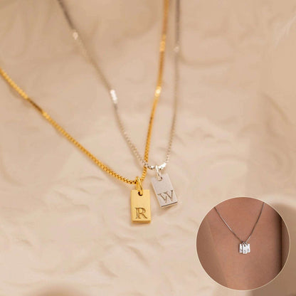 Mini Initial Tag Necklace - Linemory