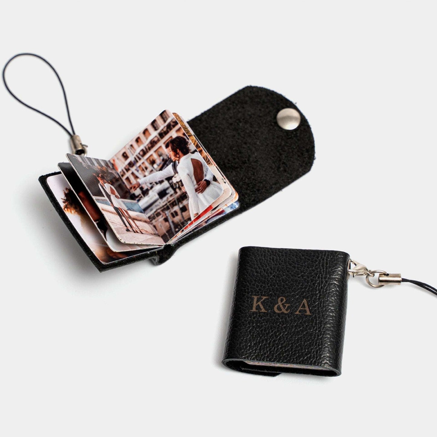 Mini Leather Photo Album Keychain Personalized - Linemory