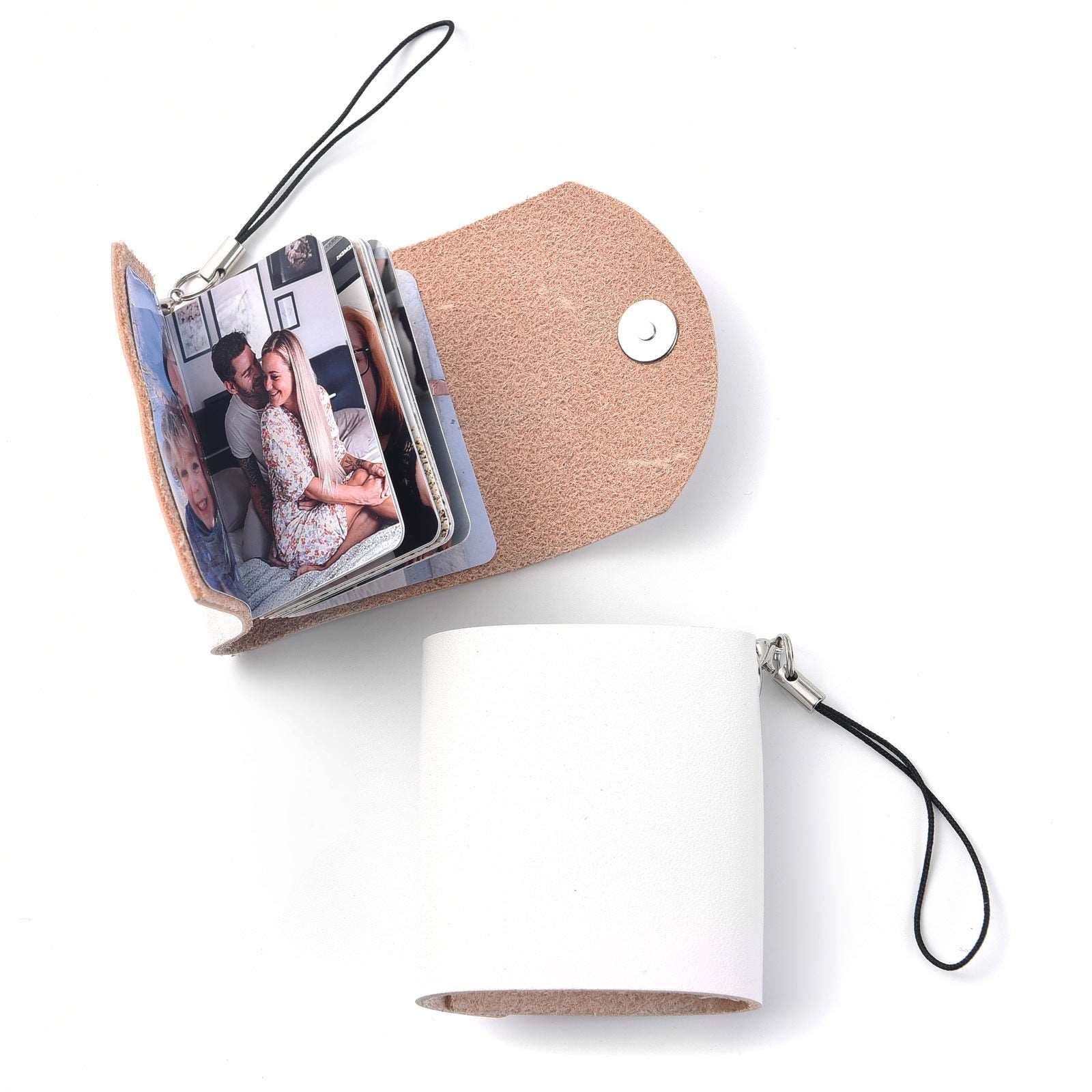 Mini Leather Photo Album Keychain Personalized - Linemory