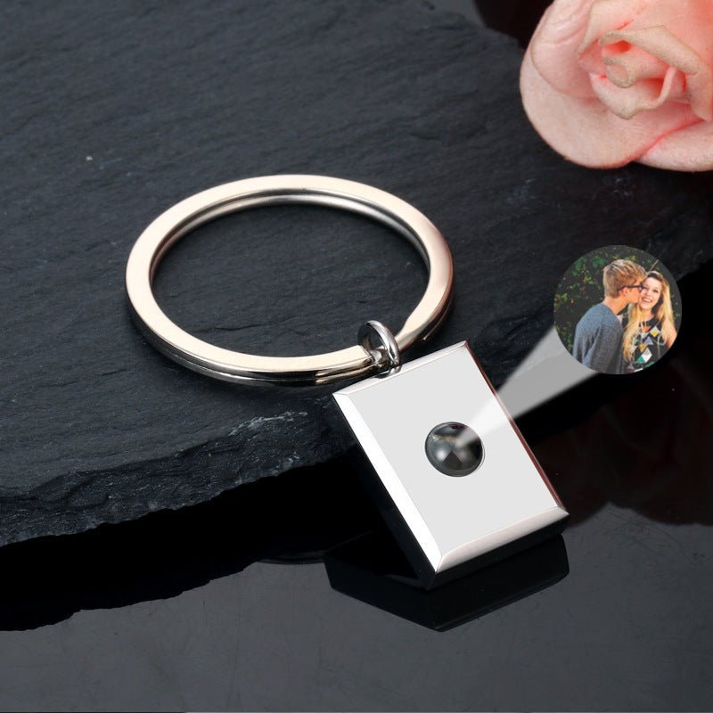 Square Keychain with Photo Projection - Linemory