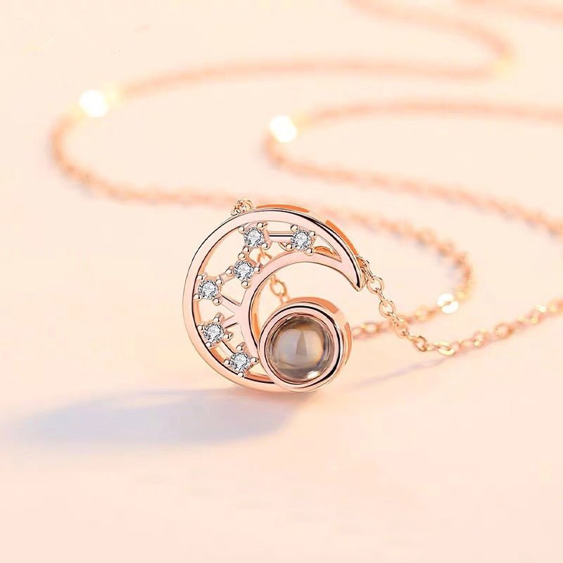 Star Moon Projection Customized Photo Necklace - Linemory