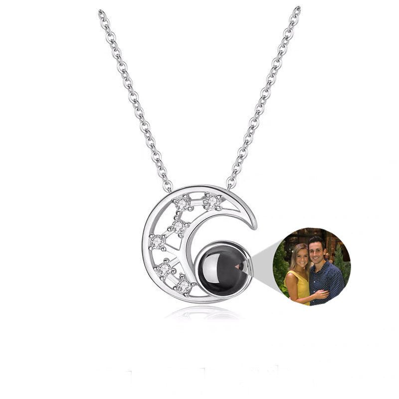 Star Moon Projection Customized Photo Necklace - Linemory